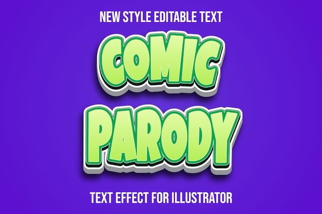 Text effect 3d comic parody color green and white gradient