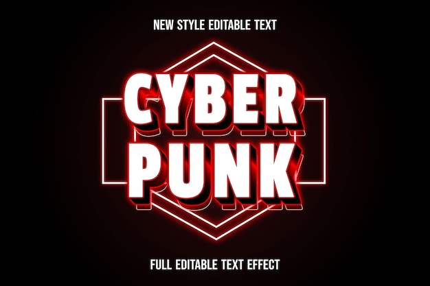 Text effect 3d cyberpunk color white and red