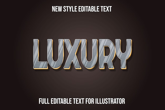 Text effect 3d luxury color silver and gold gradient