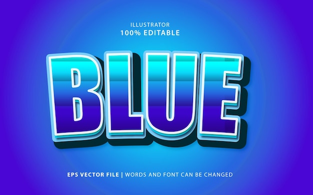 Text effect blue free vector editable