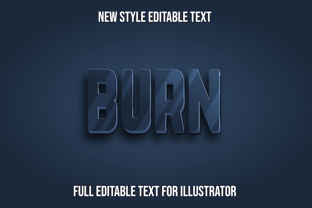 Text effect  burn color dark gray and black gradient