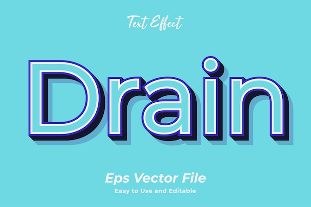 Text effect Drain Easy to use and editable Premium vector