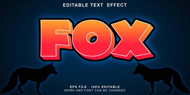 Vector text effect editable fox