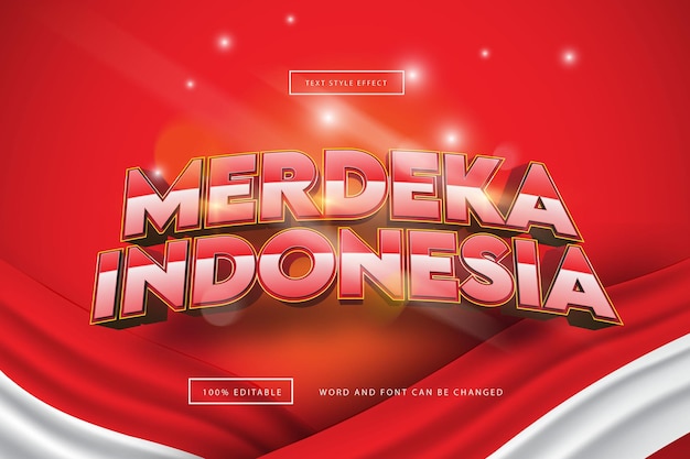 Text effect editable Merdeka indonesia in celebration of Indonesia's Independence Day