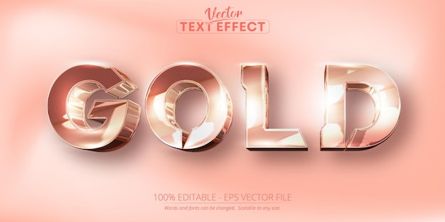 Text effect editable shiny rose gold color text style