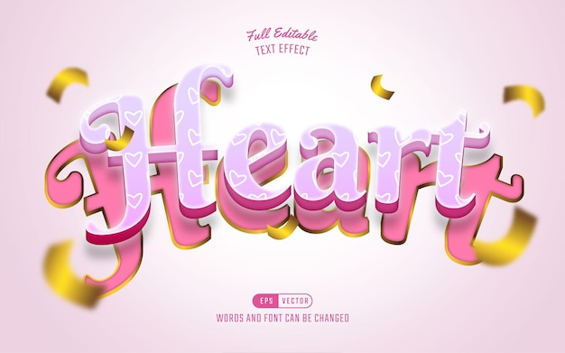 Text Effect Heart with Pink Gradient Background