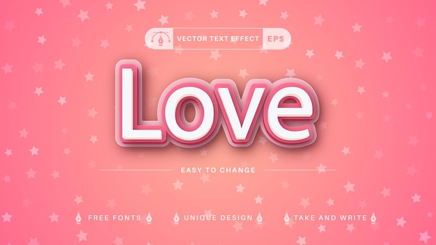 Text Effect Love Vector Editable