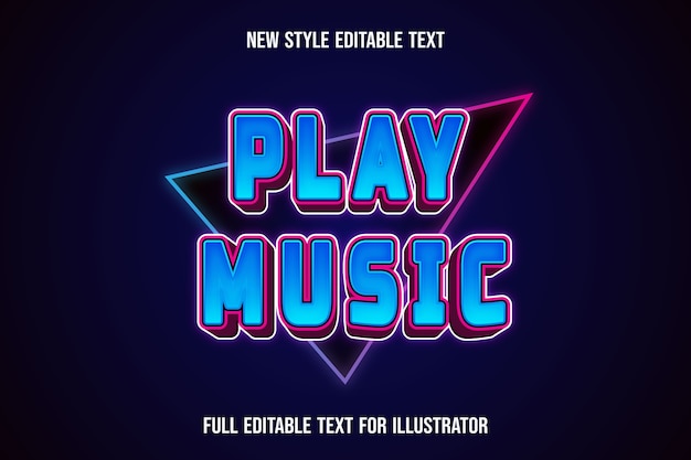 Text effect play music color blue and pink gradient