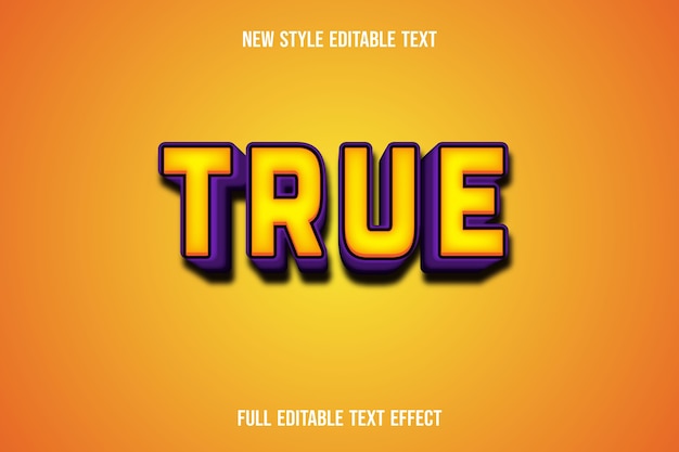 Text effect true color yellow and purple gradient