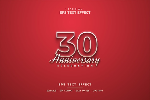 Text effect with white bordered transparent numbers in the 30th anniversary