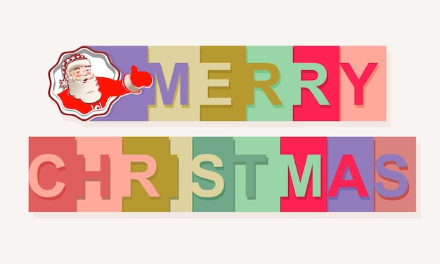 The text of merry Christmas with the silhouette of Santa Claus