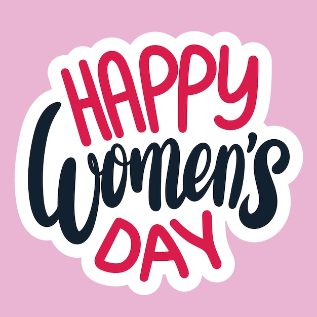 Text minimal banner International Womens Day Handwriting Happy Womens Day inscription Hand drawn