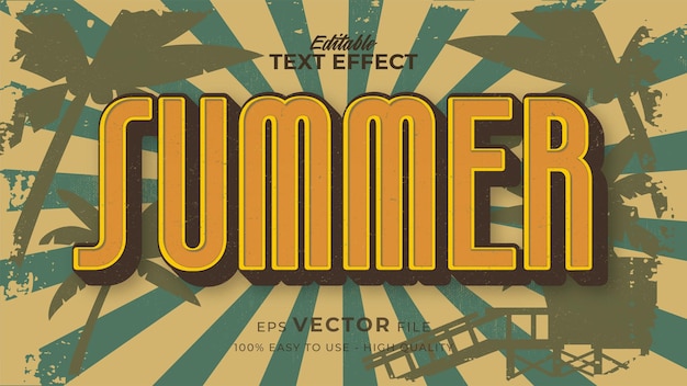 Text style effect. Retro summer text in grunge style