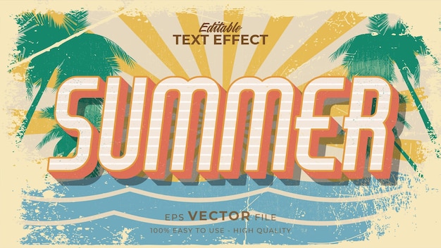 Text style effect. Retro summer text in grunge style