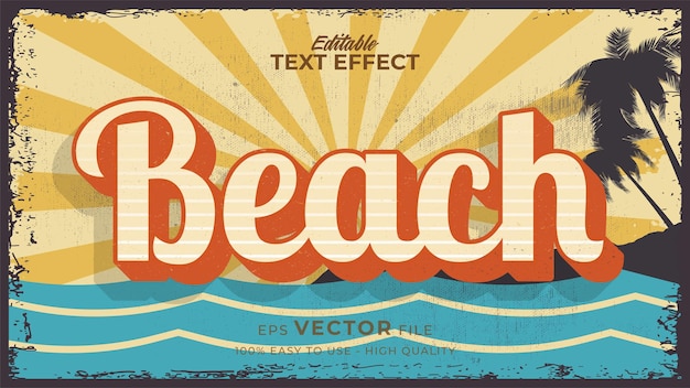 Text style effect. Retro summer text in grunge style