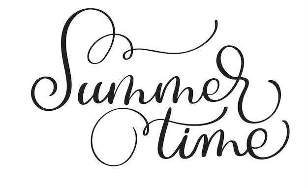 Text summer time on a white background. Calligraphy lettering Vector illustration