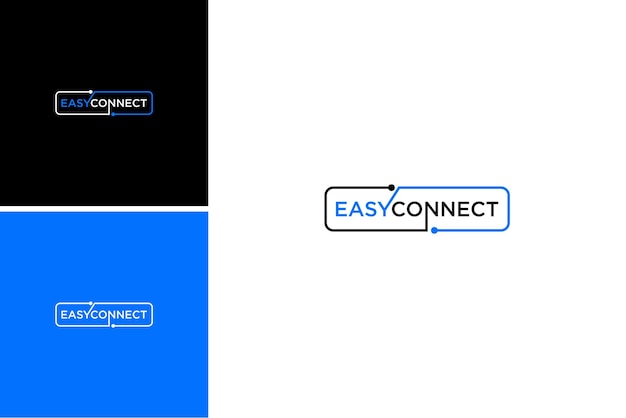 text word mark easy connect logo design with technology concept