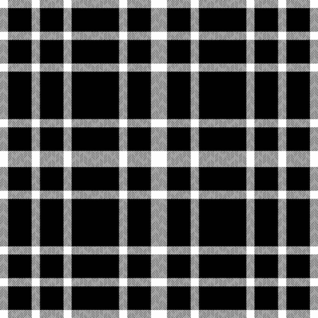 Textile fabric background of pattern plaid seamless with a check vector texture tartan in white and black colors