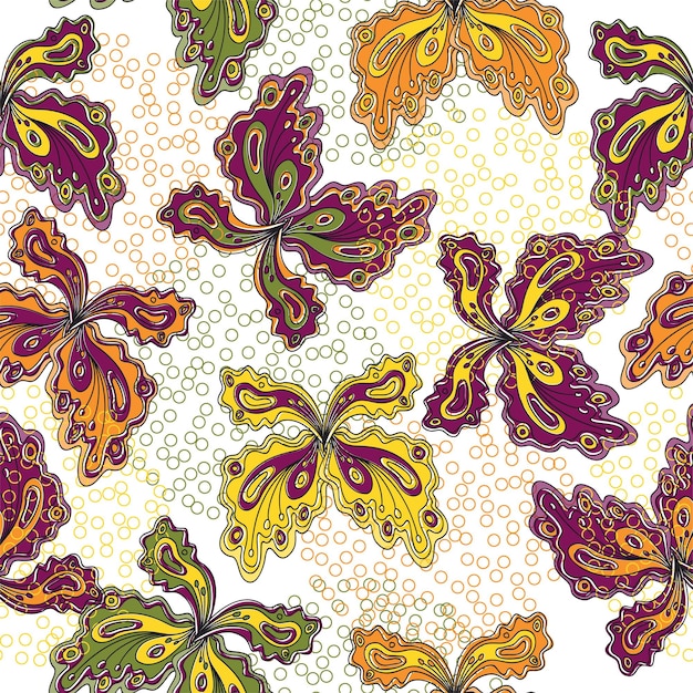 Textile printing, print design, postcards Carnival butterfly, festive seamless pattern.