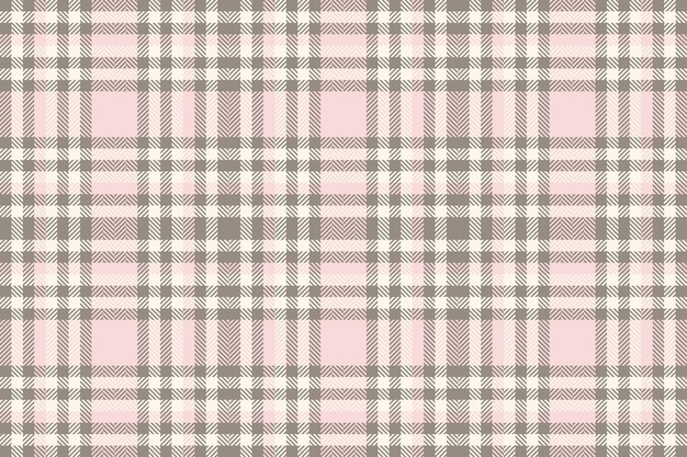 Textile texture fabric of vector background seamless with a plaid check pattern tartan in stone grey and sea shell colors