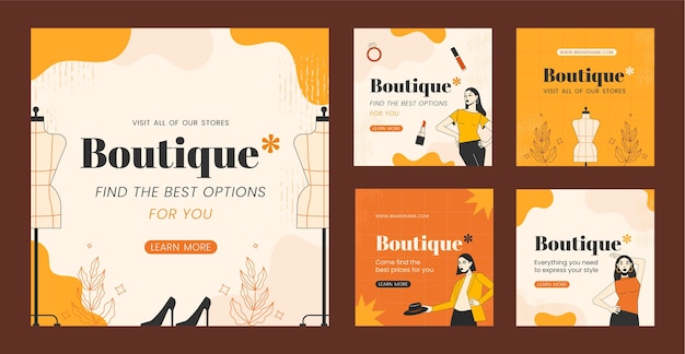 Texture boutique instagram posts template