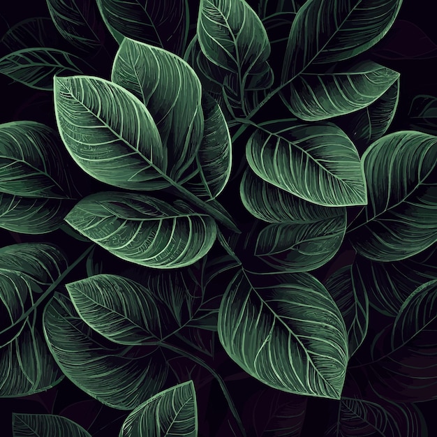 Texture of green leaves green background pattern Vector