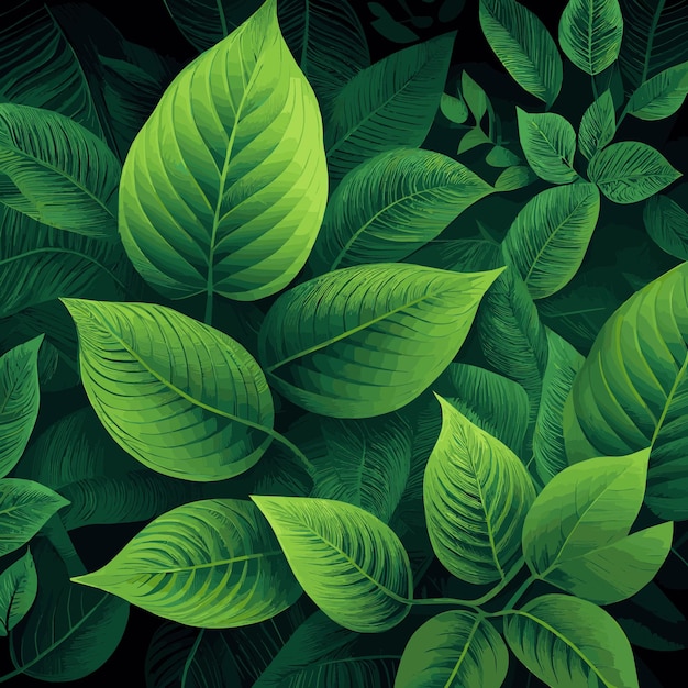 Texture of green leaves green background pattern Vector