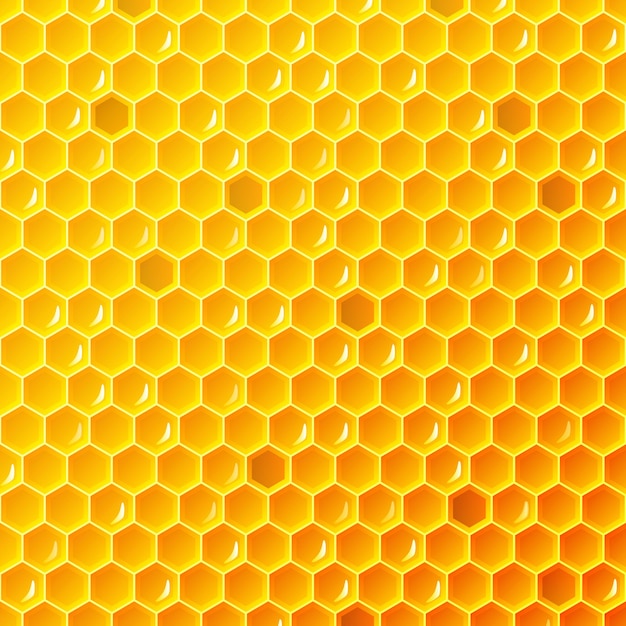 Vector texture and pattern of a section of wax honeycomb from a bee hive filled with honey in a full frame