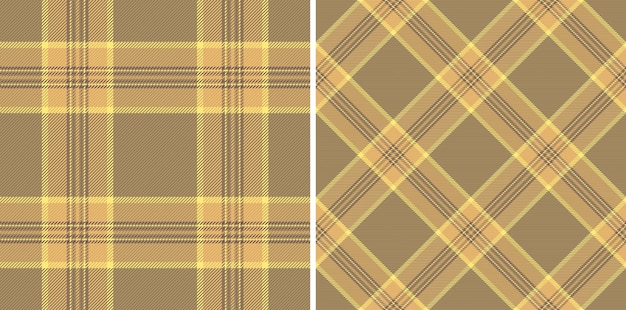 Texture seamless textile of vector tartan check with a plaid background pattern fabric Set in gold colors for stylish wrapping options and gifts