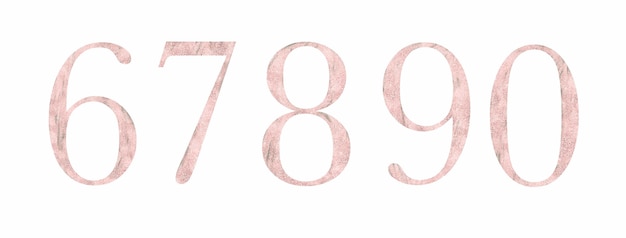 Textured pink numbers 6 - 0