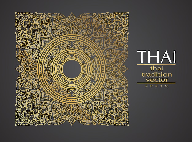 Vector thai art element traditional gold for greeting cards