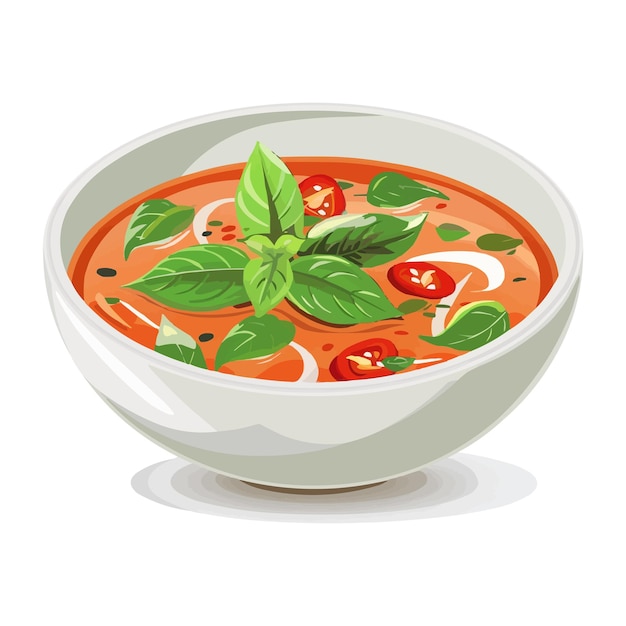 thai basil soup in a bowl vector