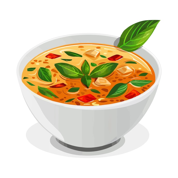 Vector thai basil soup in a bowl vector