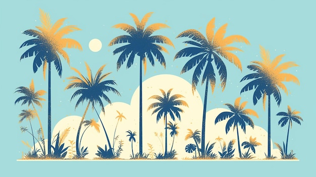 Thai coconut tree patterns with tropical elements