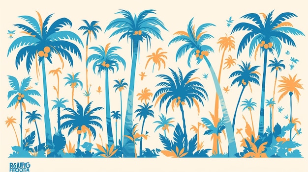 Thai coconut tree patterns with tropical elements