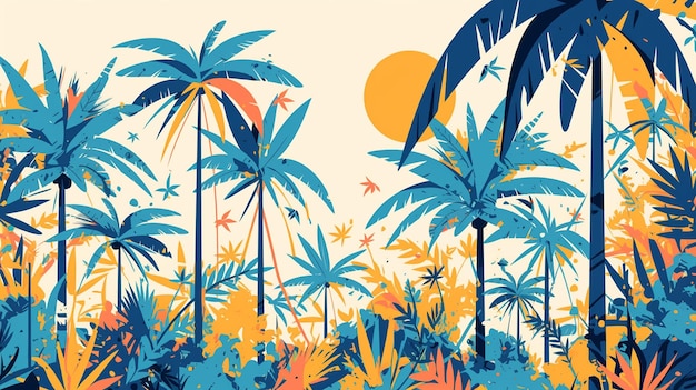 Thai coconut tree patterns with tropical elements