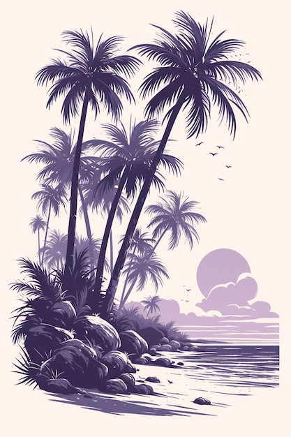 Thai coconut tree patterns with tropical elements