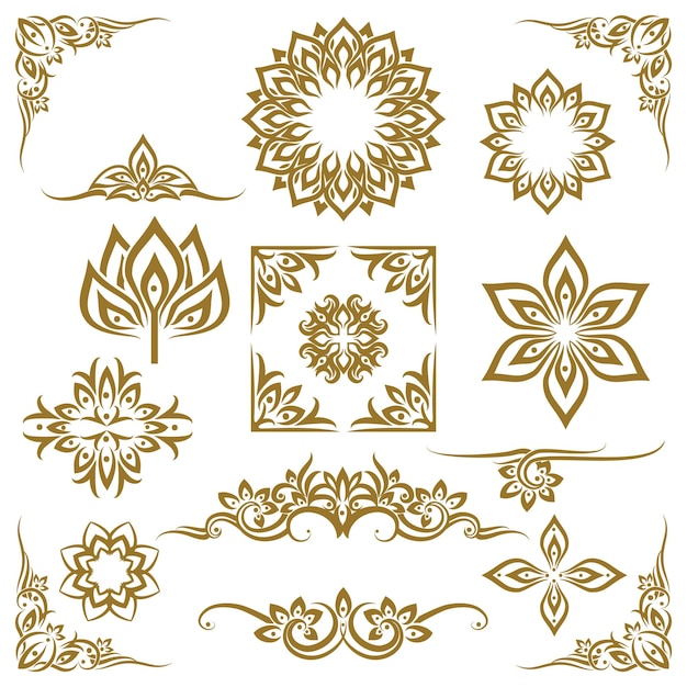 Thai ethnic decorative elements vector