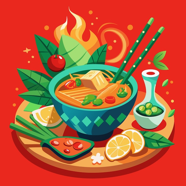 Thai foods vector art Foods Vector Illustration