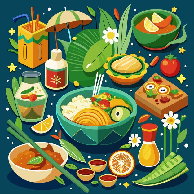 Vector thai foods vector art foods vector illustration