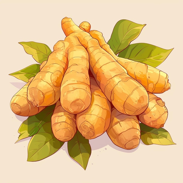 Vector thai ginger patterns with knobby roots