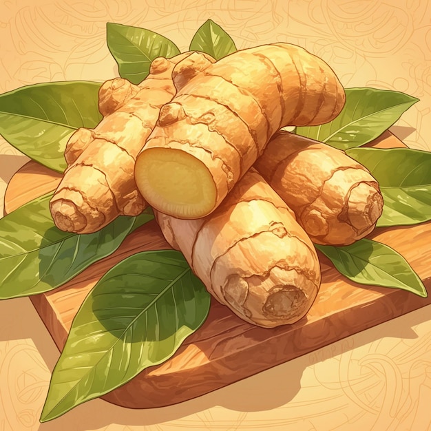 Vector thai ginger patterns with knobby roots