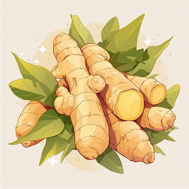 Vector thai ginger patterns with knobby roots