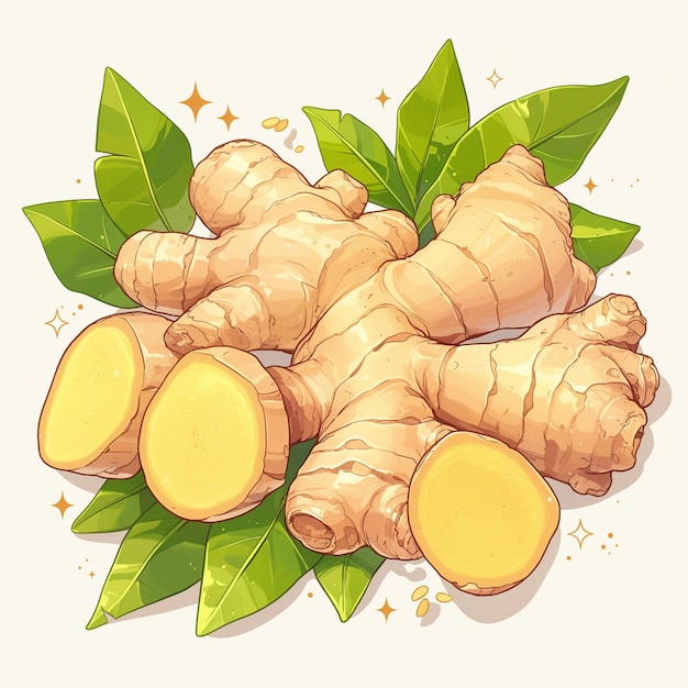 Vector thai ginger patterns with knobby roots