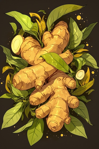 Vector thai ginger patterns with knobby roots