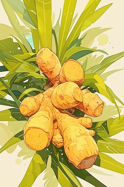 Thai ginger patterns with knobby roots