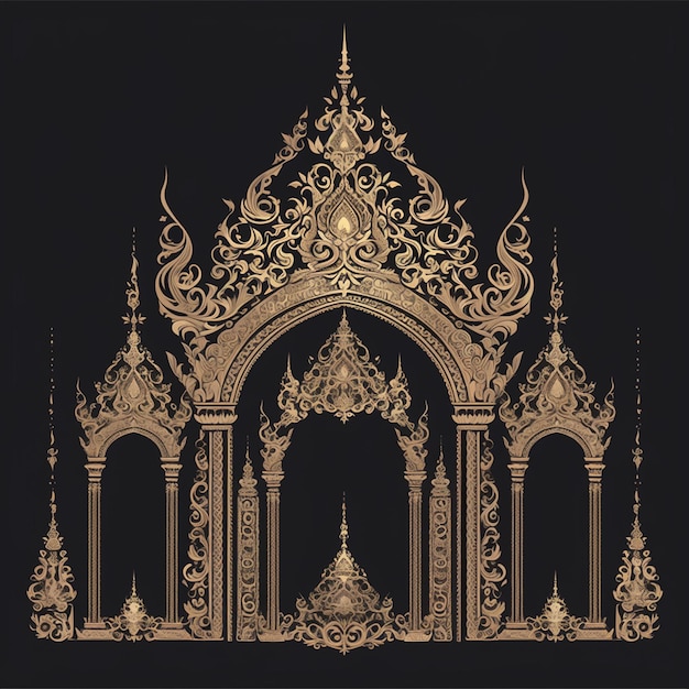 Thai golden temple patterns with majestic designs