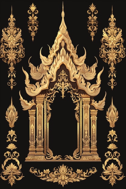 Thai golden temple patterns with majestic designs