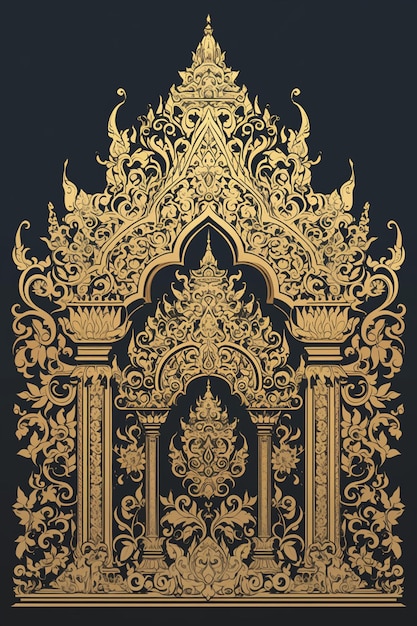 Thai golden temple patterns with majestic designs