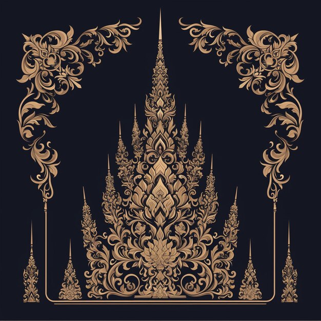 Vector thai grand palace motifs with intricate designs